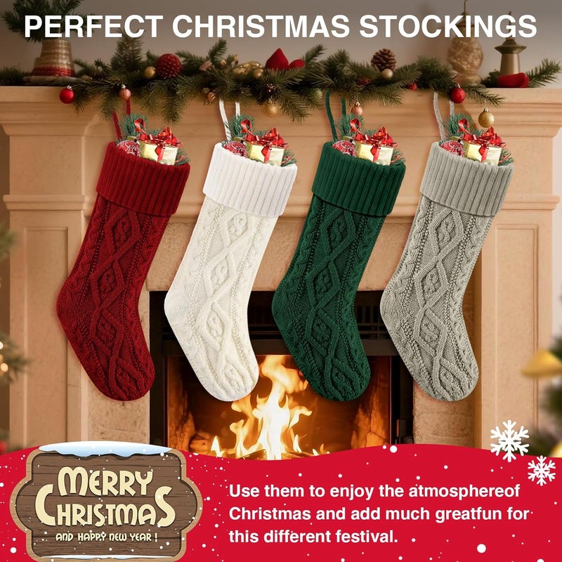 Doitory Store Christmas Stockings,Christmas Hanging Stockings Decoration Soft and Comfortable Knitted Festival Party Xmas Tree Stocking - Image 3